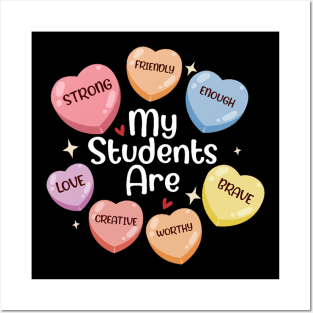 Teacher Valentines Day Positive Affirmations Candy Hearts Posters and Art